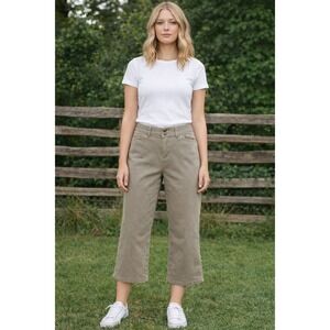 Coldwater Creek Pants Women's Petite Size 12 Khaki Tan Wide Leg Casual Stretch